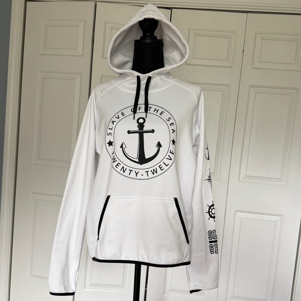 White Anchor Graphic Hoodie – Nautical Theme